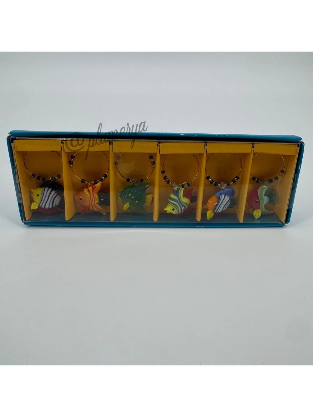 Pier 1 Imports Vintage Drink Charms Fish Beaded 90's Tropical New in Box